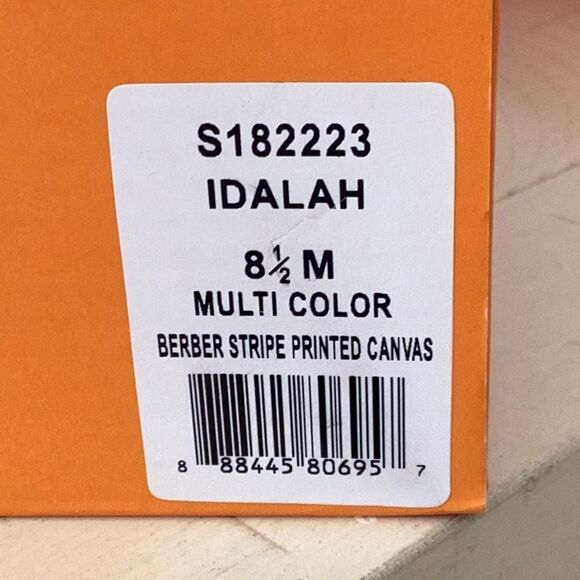 KATE SPADE IDALAH BERBER STRIPE PRINTED CANVAS SLIDE SANDAL SHOES WITH BOX 8.5M - Picture 6 of 8